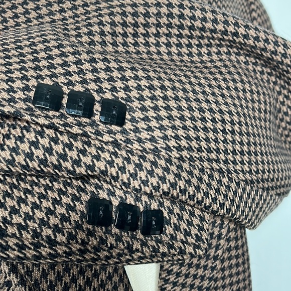 VINTAGE HOUNDSTOOTH LADYBUG BROWN BLAZER SUIT JACKET SIZE 10 - Picture 6 of 9